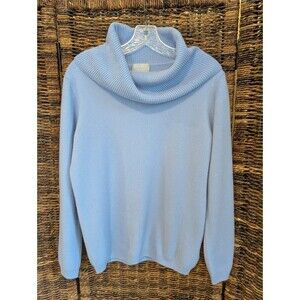 Pure Collection 100% Cashmere Cowl Neck Sweater 8 / 10 Blue Minimalist Cozy Soft